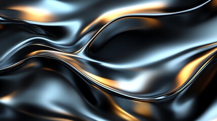 Wall Mural - a metallic liquid surface with ripples and reflections.