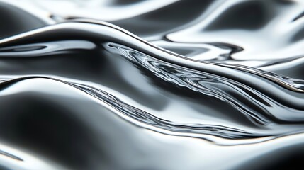 Wall Mural - a metallic liquid surface with ripples and reflections.