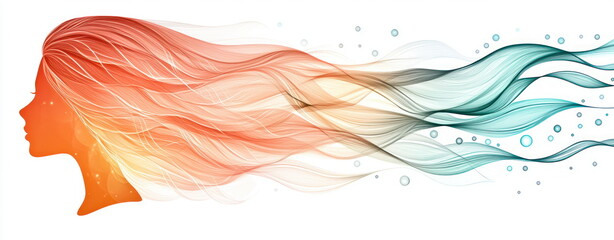 Aufkleber - Creative energy flowing through a woman's silhouette abstract art vibrant colors