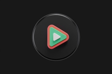 Aufkleber - A 3D layered play button icon on a transparent background, symbolizing media playback.