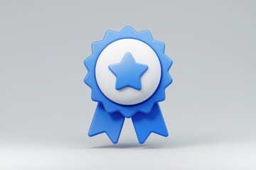 Aufkleber - A 3D rendered blue award badge with a white center and a blue star, signifying achievement or recognition.