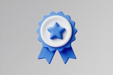 Aufkleber - A 3D rendered blue award badge with a white center and a blue star, symbolizing achievement or recognition.