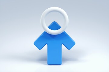 Aufkleber - A blue upward arrow topped with a white ring symbolizes growth, progress, and ascension.