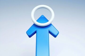 Aufkleber - An upward-pointing blue arrow topped with a white ring symbolizes progress, achievement, and reaching goals.
