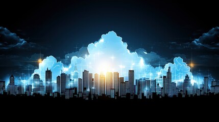 Leinwandbilder - Urban skyline at sunrise cityscape digital art futuristic environment perspective