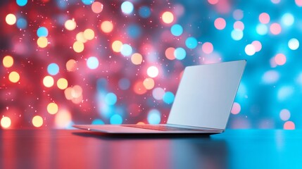 Aufkleber - Modern Computing with Holiday-Inspired Tech High-Performance Desktop Amidst Festive Lighting for Christmas, New Year, and Diwali