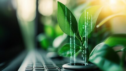 Leinwandbilder - Digital growthplant innovation in nature indoor environment futuristic viewpoint