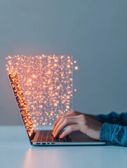 Leinwandbilder - Futuristic Blockchain Developer Holographic Data Flow and Digital Innovation