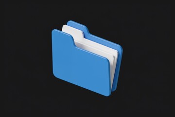 Leinwandbilder - A 3D render of a blue folder icon with white papers inside, symbolizing file organization and storage.