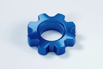 Poster - A single, shiny blue gear, symbolizing mechanics, engineering, and process.