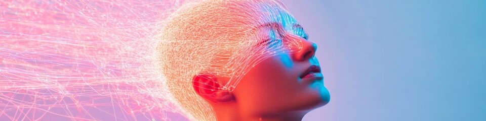Aufkleber - Digital Entrapment Illuminated Mind in Neon Web