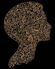 Poster - Artistic expression of a human profile abstract design digital illustration conceptual art