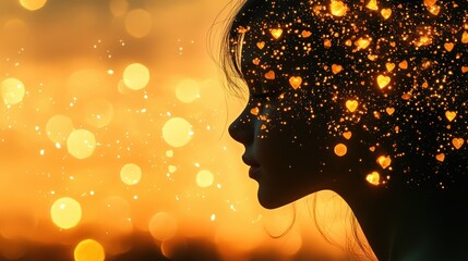 Aufkleber - Ethereal sunset silhouette a dreamy park love concept in digital art