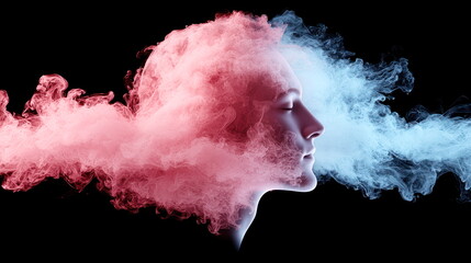Aufkleber - Creative smoke art portrait digital studio photography dark background conceptual design