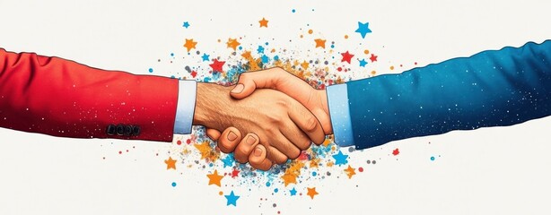 Aufkleber - Business collaboration event handshake symbolizing office partnership and innovation