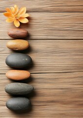 Poster - Calming zen stones and orange flower arrangement natural setting tranquil viewpoint