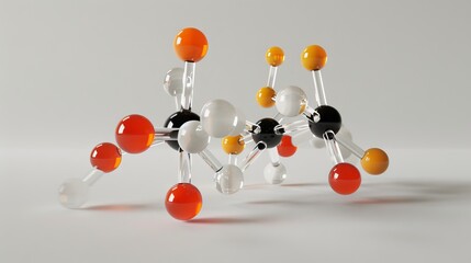 Wall Mural - glass molecule model on horizontal banner: scientific concept for chemistry, biotech, and molecular 