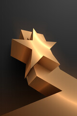 Wall Mural - golden star shape on black background