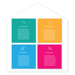 Wall Mural - four pillars framework with ancient classic construction infographic with 4 point stage template wit