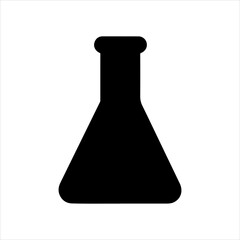 Black Erlenmeyer flask silhouette vector illustration on white background