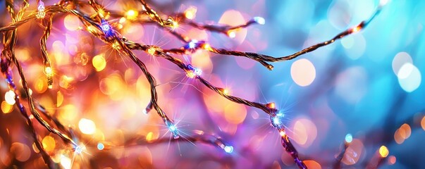 Poster - Colorful Bokeh Background with Twinkling Fairy Lights and Sparkles