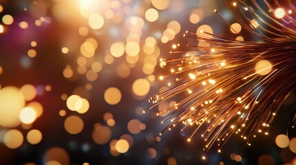 Poster - Vibrant Abstract Background with Glowing Lights and Bokeh Effect