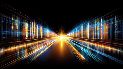 Aufkleber - Bright Light Burst with Colorful Lines in Abstract Motion on Black Background