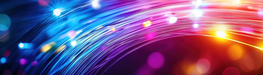 Aufkleber - Colorful Light Trails with Sparkling Particles in Vibrant Background