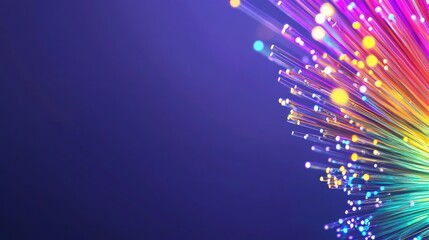 Poster - Colorful Fiber Optic Lights on Dark Background for Abstract Art