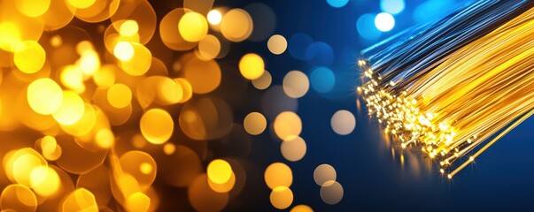 Aufkleber - Golden and Blue Light Bokeh Background with Sparkle Effect
