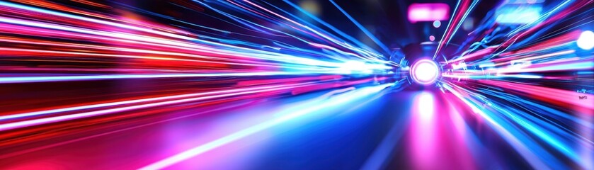 Poster - Dynamic Light Trails Creating a Vibrant Bokeh Effect at Night