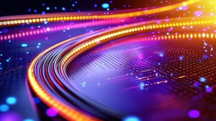 Poster - Colorful Abstract Background with Light Trails and Bokeh Effect