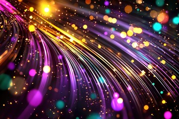 Poster - Colorful Abstract Background with Light Trails and Blurred Bokeh
