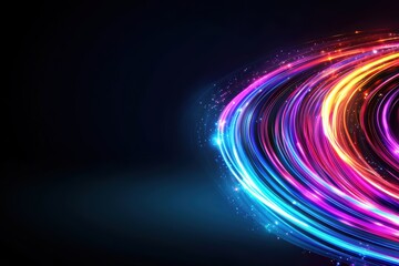 Poster - Colorful Light Trails in an Abstract Swirl on a Dark Background