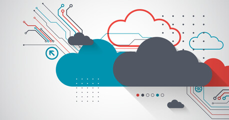 Leinwandbilder - Cloud storage technology. Integrated digital web concept background.