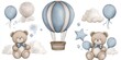 © app - Teddy Bear Hot Air Balloon Sky Illustration Cute Baby Shower Birthday Party Decorations