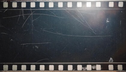 Wall Mural - Vintage Blank Film Strip with Scratches and Dust Marks. High Quality Retro Frame for Photography, Cinematic Design, or Creative Editing; Ideal for Film Reel Overlays, Photo Effects, Vintage Projects