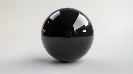 Shiny black sphere with glossy surface on white.