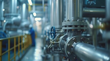 Wall Mural - close-up of advanced filtration equipment for capturing gas emissions in a power plant, with an engi