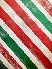 Wall Mural - closeup of christmas-themed red and green striped fabric