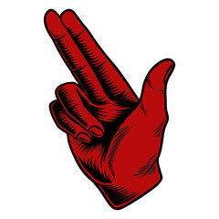 Wall Mural - hand drawn red finger gun symbol sticker design element