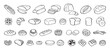 © Yanka - Bread different types hand drawn doodle outline icon set. Bread engraving, line art. Wheat products, baked goods, bakery