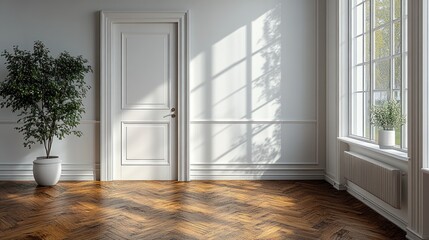 Aufkleber - Minimalist White Door in Scandinavian Interior Design