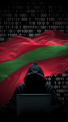 transnistria flag - 3d realistic waving flag on matrix digital background with binary code