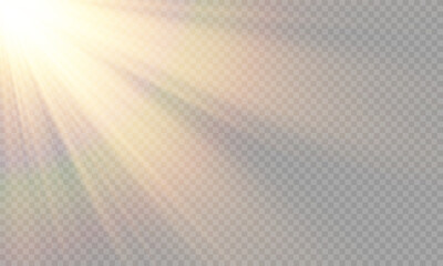 Wall Mural - vector transparent sunlight with lens flare effect. overlays, overlay, light, sun, sunrays, overlays