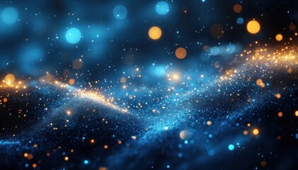 Wall Mural - Abstract Dreamy Background Soft Blue Gradients Bokeh Lights Vintage Film Effect Impressionism