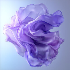 Fototapete - Abstract 3D illustration with flowing, undulating shapes of flying translucent fabric in shades of purple and lavender. A modern design with a light and airy feel