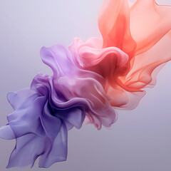 Fototapete - Elegant abstract composition of translucent, silky lines in shades of pink, coral and purple. Smooth curves create lightness and grace, and soft light accentuates the volume, emphasizing harmony and s