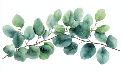 Eucalyptus branch on white background.