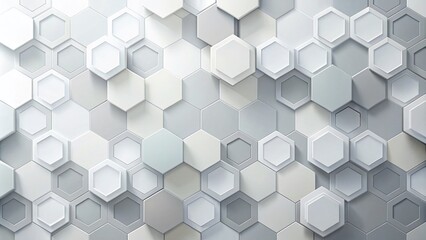 Wall Mural - abstract white and grey geometric hexagon background for minimalist design, modern clean banner illu